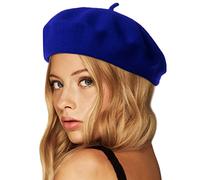 Wheebo Wool Beret Hat,Solid Color French Style Winter Warm Cap for Women Girls Lady -B07L94LQ2B - One Size Sapphire