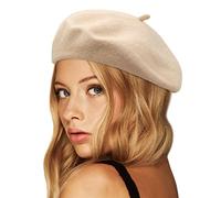 Wheebo Wool Beret Hat,Solid Color French Style Winter Warm Cap for Women Girls Lady - Beige - One Size