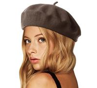 Wheebo Wool Beret Hat,Solid Color French Style Winter Warm Cap for Women Girls Lady - Brown - One Size