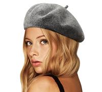 Wheebo Wool Beret Hat,Solid Color French Style Winter Warm Cap for Women Girls Lady - Deep Ashy Grey - One Size