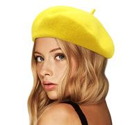 Wheebo Wool Beret Hat,Solid Color French Style Winter Warm Cap for Women Girls Lady (Lemon Yellow)