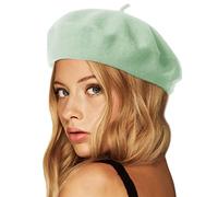 Wheebo Wool Beret Hat,Solid Color French Style Winter Warm Cap for Women Girls Lady (Mint Green)