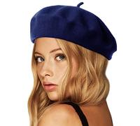 Wheebo Wool Beret Hat,Solid Color French Style Winter Warm Cap for Women Girls Lady - Navy - One Size