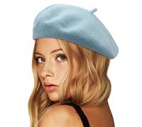 Wheebo Wool Beret Hat,Solid Color French Style Winter Warm Cap for Women Girls Lady (Powder Blue)