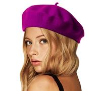 Wheebo Wool Beret Hat,Solid Color French Style Winter Warm Cap for Women Girls Lady - Purple - One Size