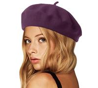 Wheebo Wool Beret Hat,Solid Color French Style Winter Warm Cap for Women Girls Lady(Taro Purple)