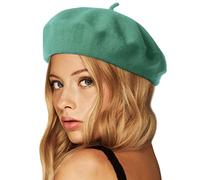 Wheebo Wool Beret Hat,Solid Color French Style Winter Warm Cap for Women Girls Lady (Teal Green)