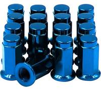 Wheel Accessories Parts 16pcs ATV & UTV M10x1.25 Lug Nut Flat Seat 14mm Hex Lug Nut 1.26in Long (Blue)