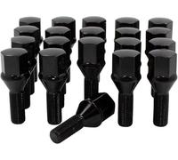 Wheel Accessories Parts 20 Pcs Lug Nut Set M12 x 1.25 12x1.25 Thread Acorn Seat Lug Bolts 19mm Hex 28mm Thread Length Black Lug Nuts for Chrysler 200 | 2016+ Jeep Cherokee | 2017+ Jeep Compass