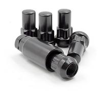 Wheel Accessories Parts 5 Locks + Key M14 1.5 14x1.5 Thread Closed End Bulge 1.65" Long Locking Wheel Lug Nuts Lock Black Dual Hex Key 13/16" and 3/4" Fits Most 2018+ Jeeps