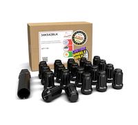 Wheel Accessories Parts Set of 20 Black 1/2 Lug Nuts 1.38in Long Car Small Diameter Lug Nut Closed End Bulge Acorn 6 Spline with Key (1/2 UNF, Black, 20)