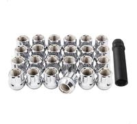 Wheel Accessories Parts Set of 24 14x1.5 Lug Nuts Spline Chrome Bulge Acorn Open End Small Diameter 1.00" Long for Truck M14x1.5 Thread Wheel Lug Nut Full Set with Key