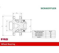 Wheel bearing kit FAG 713 6111 50 for SEAT LEON (5F1) 2 2012-202