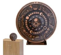 Wheel Calendar of the Year Ancient Pagan Astrology Table Wooden Craft Art Sign | Designed in Yoga Room or Meditation Space, Store Display Shape, Spokes