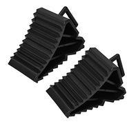 Wheel Chocks 2 Pack 6.1x3.5x3.9in Heavy Duty Rubber with Handle for Caravan Motorhome Trailer, Vehicle Securement in All Weather, Forklift and Home Use