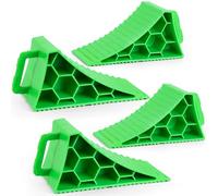 Wheel Chocks 4 Pack, RV Chocks with Handles for RV Trailer Camper Car Truck, Wheel Block Stopper for Tire, Strong RV Wheel Chocks Hexagonal Honeycomb Structure, RV Trailer Accessories, Green