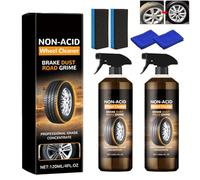 Wheel Cleaner Deep Cleaning Fast-Acting, 120ml Tire Rim Cleaning Kit, with Sponge Cloth, Multi-Purpose Wheel Refurbishing Polish Spray, for Car Detailing (2pcs)