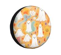 Wheel Cover Colorful Halloween Ghosts Tire Cover Case Tough Windproof Tires Protector For Trailer Truck Vehicle,76-79cm