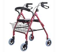 Wheel Foldable Walking Mobility Aid, Walker, Rollator, Shopping Cart Trolley with Seat for Elderly