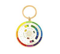 Wheel Keychain Novelty, Rotatable Palette Art Multicolour Spinning Compass Metal Pendant Keyring, Compass Metal Pendant Palette Art Keychain(white)