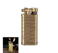 Wheel Lighter Trench Lighter Vintage Fine Copper Windproof Pipe Lighter Creative Personality Brass Lighter for Collection Decorative Gift Present,Golden