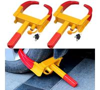 Wheel Lock for Cars, 2 Pcs Heavy Duty Trailer Wheel Lock Universal Security Tire Lock Anti Theft Lock for Vehicles Boot SUV ATV Motorcycle Boat Golf Cart Deterrent (Bright Color)