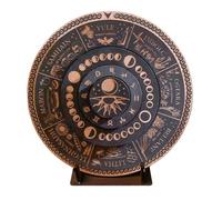 Wheel Map Of The Year - Engraved Wooden Rune Board | Pagan Decoration Calendar With Astrology Signs | Spiritual Decoration Piece | Celestial Round Wall Art For Cafes, Shops, Stud