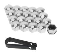 Wheel Nut Bolt Covers for SEAT Ibiza Mk5 (2017-2026), Plastic, 20 Piece Set with Removal Tool, Waterproof, Rust-Proof, Easy to Install,B 17mm-Silver