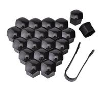 Wheel Nut Bolt Covers for SEAT Leon 2005-2026, Plastic, 20 Piece Set with Removal Tool, Waterproof, Rust-Proof, Easy to Install,D 19mm-Black