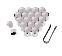 Wheel Nut Cover,Bolt 20-60Pcs Car Wheel Nut Caps 17/19/21mm Auto Hub Screw Cover Black Plastic Anti Dust Car Wheel Nut Bolt Covers Tire Accessories(Plated Silver-20pcs,19mm)