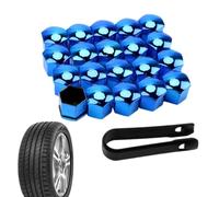 Wheel Nut Covers 17mm 19mm 21mm, 20Pcs Car Wheel Nut Cover Caps | Removal Tool, Wheel Bolt Tire Screw Cap, Auto Hub Screw Bolt Head Tire Protector, Electroplated Silver Blue Red