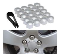 Wheel Nut Covers Set for Ford Fiesta MK7 2011-2017, Removal Tool Locking Caps Set for Vehicle Wheel Lug Cover Bolt Caps 17mm/19mm/21mm,Silver-17mm