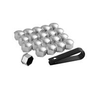 Wheel Nut Covers Universal 17mm Hexagonal Tire Bolt Caps - 20 Pack Silver Chrome Lug Nut Protection Covers Anti-Theft Wheel Bolt Caps with Removal Tool Car Tire Hub Screw Protectors for Most Vehicles