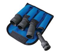 Wheel Nut Double Impact Socket Kit 1/2"D 4 pc 17, 19, 21mm & Extension 09539