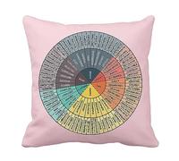 Wheel of Emotions Feelings Chart Velvet Throw Pillow Covers Cozy Pillowcases Home Decor for Bed Couch Sofa Therapy Office Living Room Cushion Covers Counselor Physical Therapist Gifts 18"x18"