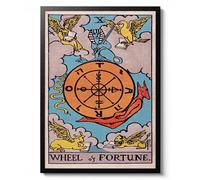 Wheel of Fortune Tarot Print, Vintage Spiritual Wall Art, Mythical Zodiac Fantasy Poster, Home Decor Gift, Archival Matte, A5 (Print Only) - 21x14.8cm