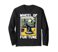 Wheel of Fur-Tune Cat Joke Robot Vacuum Cleaner Cat Long Sleeve T-Shirt