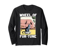 Wheel of Fur-Tune Cat On Robot Vacuum Cleaner Cat Long Sleeve T-Shirt