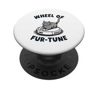 Wheel Of Fur-Tune Cat On Robot Vacuum Cleaner Cat PopSockets Adhesive PopGrip