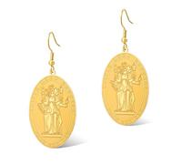 Wheel of Hecate Earrings for Women Triple Moon Goddess Pendant Magic Wiccan Pagan Amulet Jewelry (Gold)