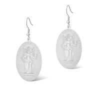 Wheel of Hecate Earrings for Women Triple Moon Goddess Pendant Magic Wiccan Pagan Amulet Jewelry (Silver)