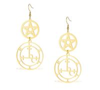 Wheel of Hecate Earrings Sigil of Lilith Goddess Dangle Earring Stainless Steel Pentagram Wiccan Jewelry for Women (gold lilith earrings)