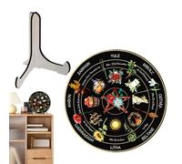 Wheel of The Year Calendar | Yule Altar Witch Sign Celestial Sign Table Ornaments | Handmade Wooden with Stand for Home Decor, Kitchen, Shop, Restaurant, Tabletop