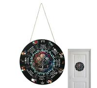 Wheel Of The Year Wood Sign, 11.8" Wheel Of The Year Witch Calendar, Wicca Door Sign Wall Decor, Pagan Witch Sign Celestial Sign Yule Altar for Decor