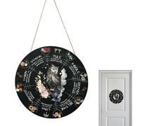 Wheel Of The Year Wood Sign, 11.8" Wheel Of The Year Witch Calendar, Wicca Door Sign Wall Decor, Pagan Witch Sign Celestial Sign Yule Altar for Decor