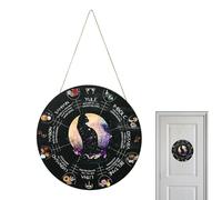 Wheel Of The Year Wood Sign, 11.8" Wheel Of The Year Witch Calendar, Wicca Door Sign Wall Decor, Pagan Witch Sign Celestial Sign Yule Altar for Decor