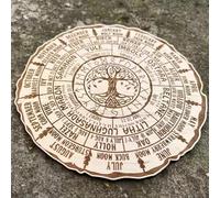 Wheel of The Year Wood Sign Celtic Tree Calendar, Annual Wheel Of Tree Plaque, Round Wooden Sign for Retro Wall Decor, Pagan Wheel of The Year, Wooden Desktop Decor