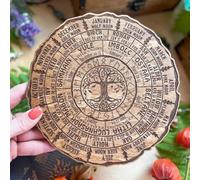 Wheel of The Year Wood Sign Celtic Tree Calendar,Pagan Wheel of the Year,Round Wooden Wheel of the Year Ornament, Pagan Witch Sign,Vintage Handmade Celestial Sign