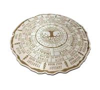Wheel of The Year Wood Sign, Wheel of The Year Calendar 2025, Round Wooden Sign for Retro Wall Decor, Handmade Pagan Witch Sign for Wiccan Holidays Yule Altar (Brown)