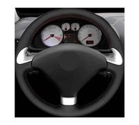Wheel Protector Cover For 307 CC 2004-2009 307 SW 2004-2009 407 407 SW 2004-2009 Black Leather Car Steering Wheel Cover Auto Steering Wheel Cove(White Thread)